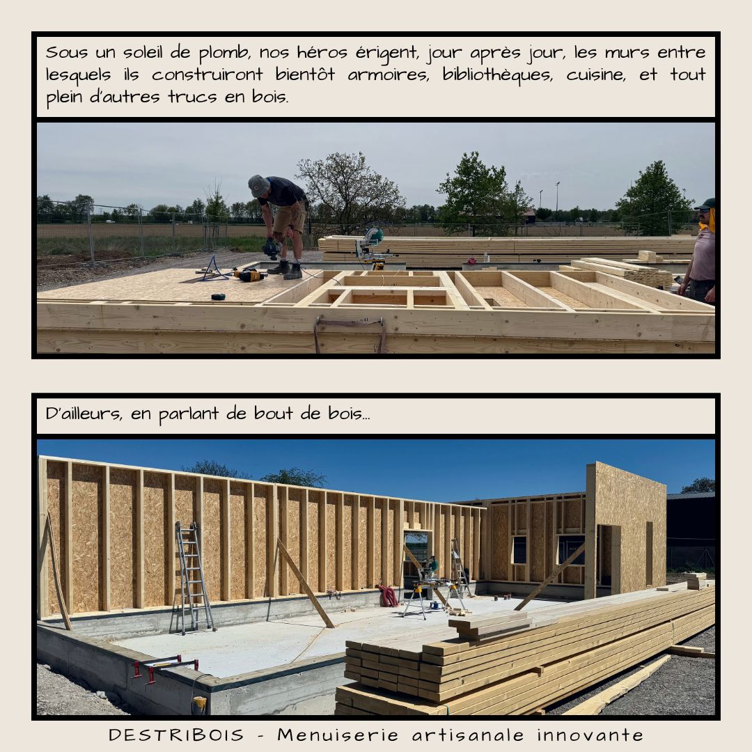 Chantier de l’atelier Destribois à Zellwiller : les murs en kit (photo 3 sur 4)