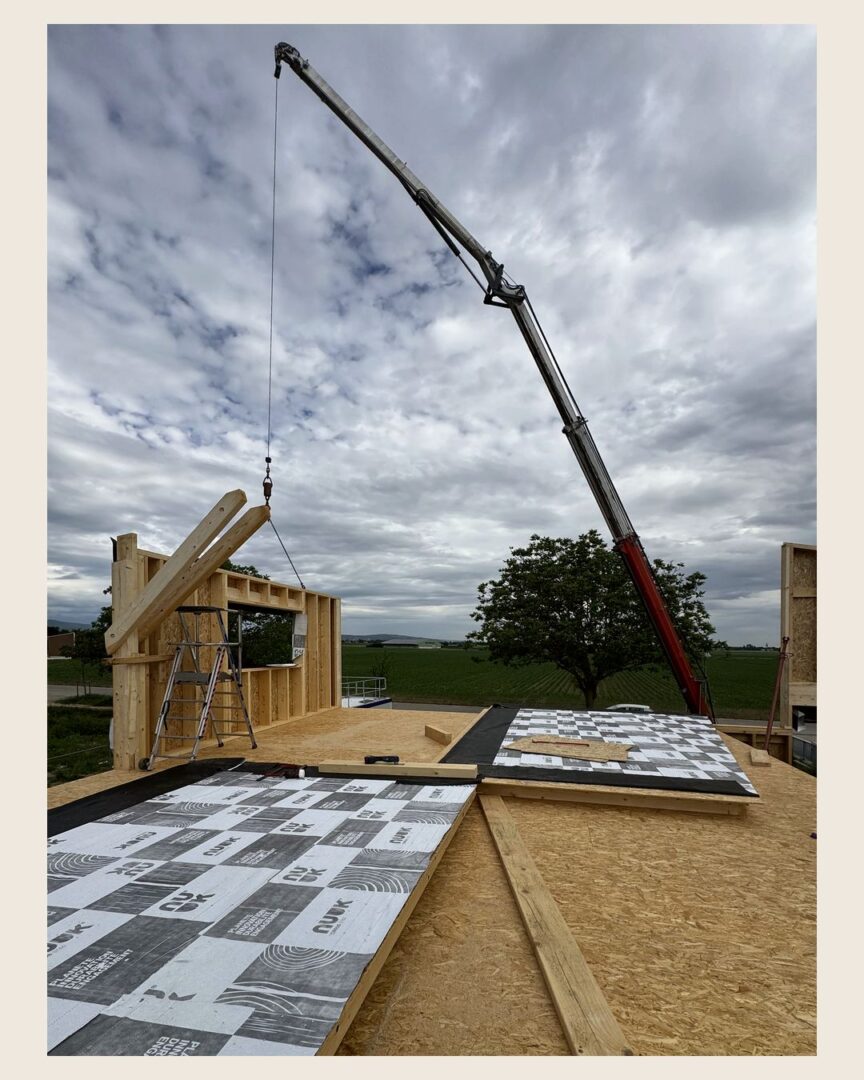 Chantier de l’atelier Destribois à Zellwiller : montage du premier étage (photo 2 sur 5)